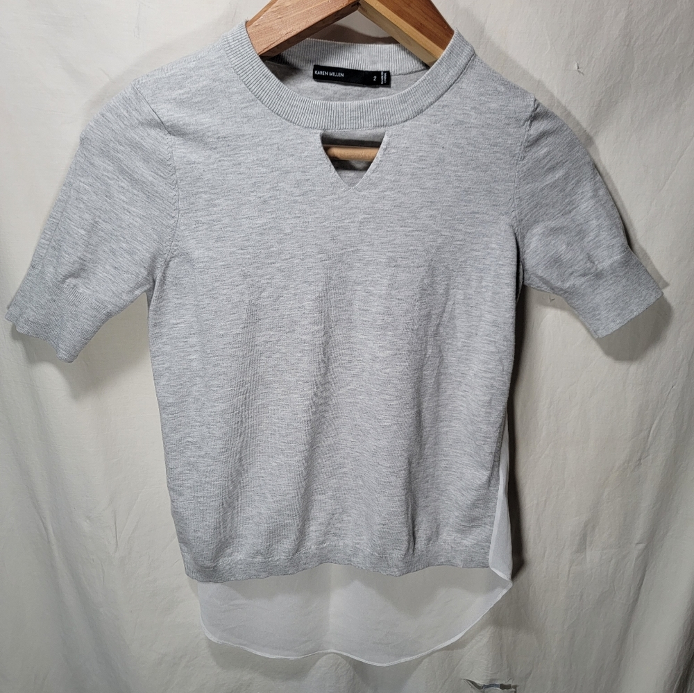 Karen Millen size 2 cropped sleeves, an opaque mesh white back in great shape